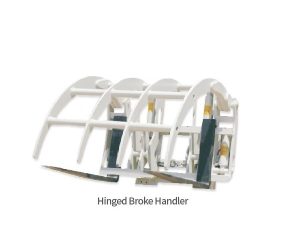 Hinged broke handler forklift