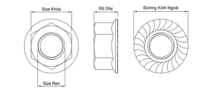 Ecu mạ kẽm 1/2 inch-13 Bản vẽ Ecu mạ kẽm 1/2 inch-13